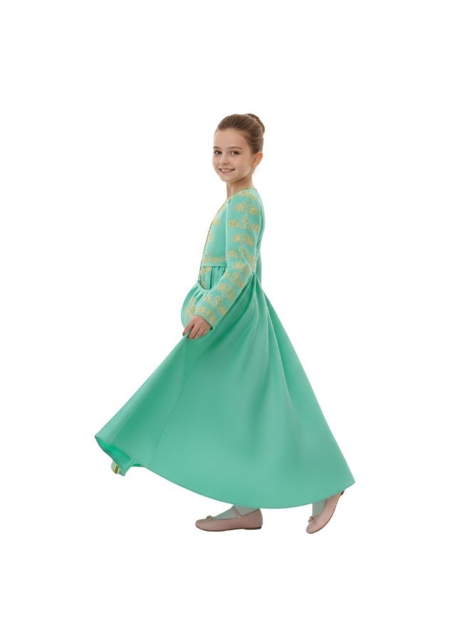 D'Daniela Liya Embroidered Tiffany Jalabiya Abaya with Tie-Up Belt and  Sleeves -for Girl - Image 3